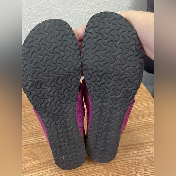 Birkenstock Papillio Alicia Berry Pink Snakeskin Print Leather Wedge Sandals 9 - Picture 7 of 7